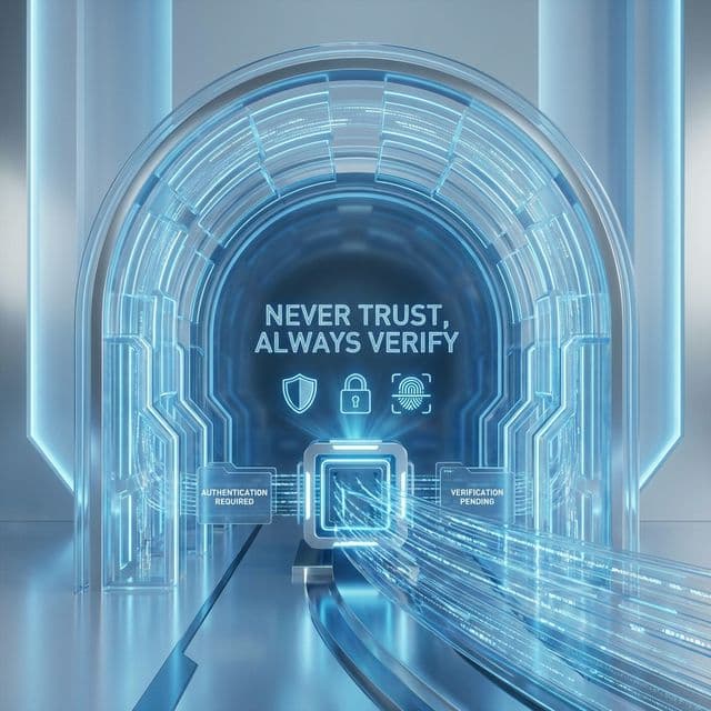 Zero trust security architecture diagram with verification checkpoints