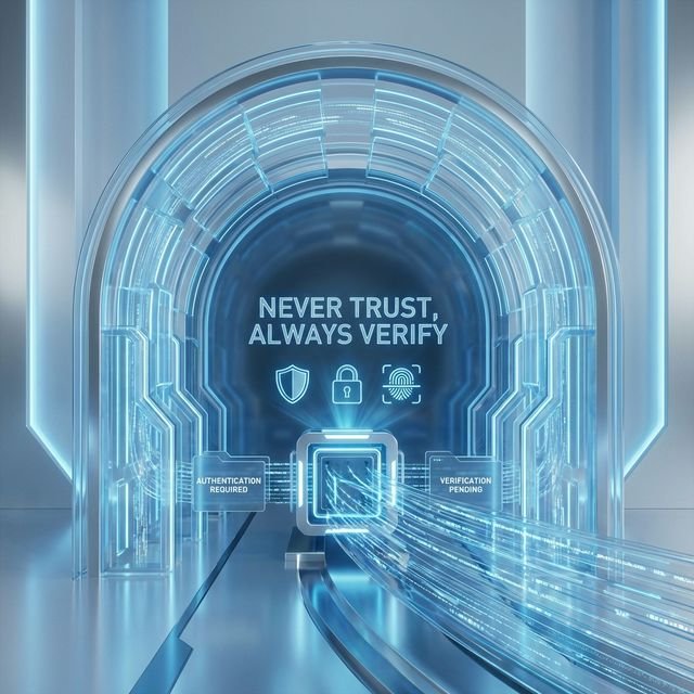 Zero trust security architecture diagram with verification checkpoints